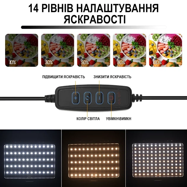 Комплект освещения Andoer VLK-04 2 LED панели 120 светодиодов USB черный - Фото 3 Комплект освещения Andoer VLK-04 2 LED панели 120 светодиодов USB черный - изображение 3