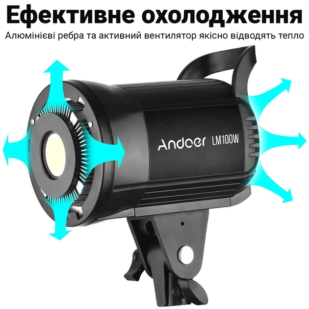 Постоянный LED свет Andoer LM100W 100 Вт черный с регулировкой яркости - изображение 6