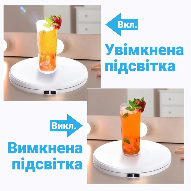 Автоматический поворотный столик 360° Andoer C250 с подсветкой пластиковый 25 см белый - изображение 3