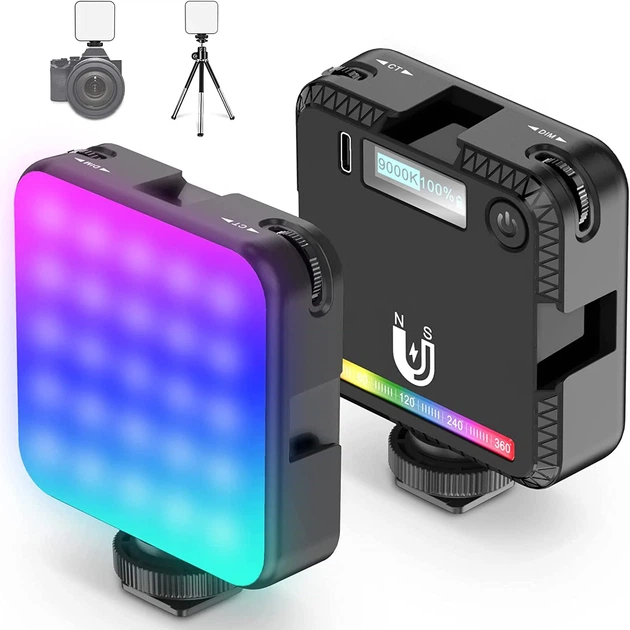 Заполняющее накамерное светло Andoer W64RGB Mini RGB LED 2500-9000K черное - изображение 8