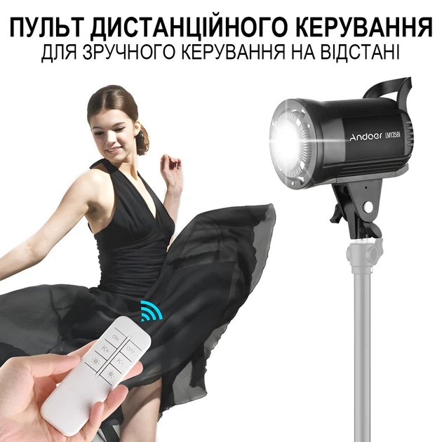 Постоянный студийный LED видеосвет Andoer LM135Bi 135W черный - изображение 4