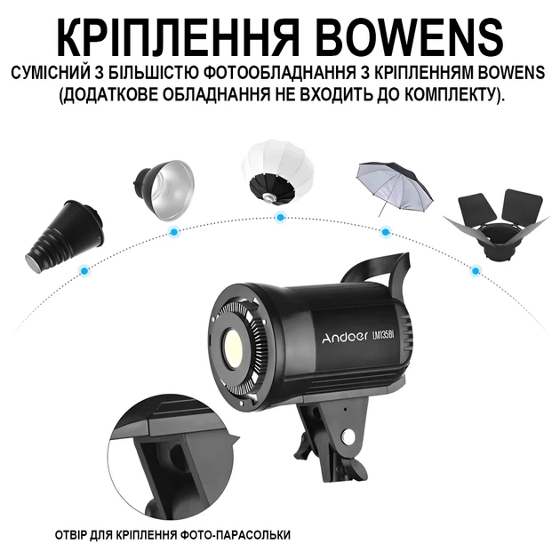 Постоянный студийный LED видеосвет Andoer LM135Bi 135W черный - изображение 8