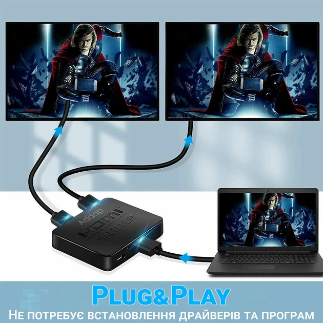 Двухпортовый HDMI сплиттер Addap HVS-07 4K активный черный - Фото 7 Двухпортовый HDMI сплиттер Addap HVS-07 4K активный черный - изображение 7