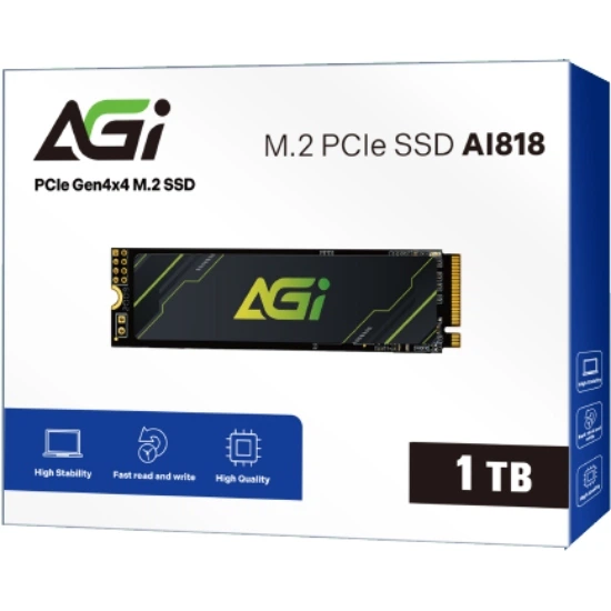 Твердотельный накопитель SSD AGI AI818 1Tb M.2 2280 PCIe Gen 4x4 NVMe 1.4 QLC Retail (AGI1T0G43AI818-CB) - Фото 3 Твердотельный накопитель SSD AGI AI818 1Tb M.2 2280 PCIe Gen 4x4 NVMe 1.4 QLC Retail (AGI1T0G43AI818-CB) - изображение 3