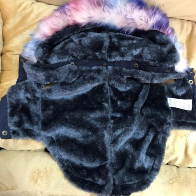 Зимняя парка для собак на меховом подкладе, с капюшоном на меху, синяя S Cheepet (zoo0006176) - изображение 4