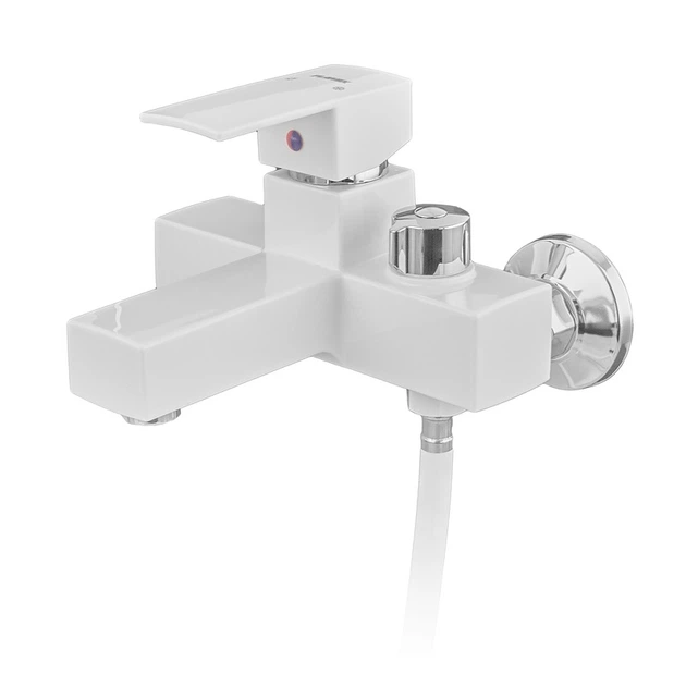 Змішувач для ванни PLAMIX KUBUS-009 EURO SET WHITE (з шлангом, лійкою та кронштейном) (PM0752) - изображение 4