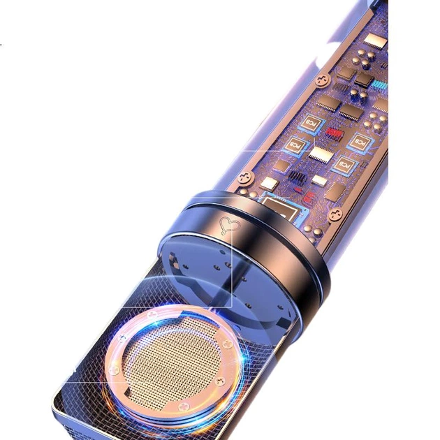 Микрофон конденсаторный ET-10 со звуковой картой, фантомное питание 48 В, RGB-подсветка - изображение 2