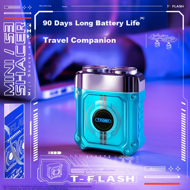 Электробритва T-FLASH S3 мини портативная с плавающими лезвиями в металлическом корпусе - Фото 6 Электробритва T-FLASH S3 мини портативная с плавающими лезвиями в металлическом корпусе - изображение 6