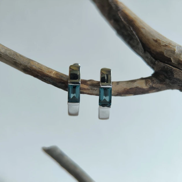 Серебряные серьги с топазом Лондон Блю 1.085ct (2213635) - изображение 2