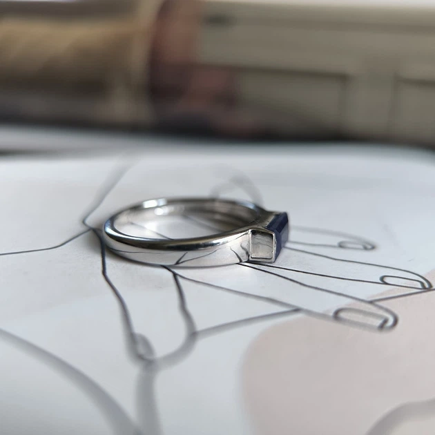 Серебряное кольцо с натуральным сапфиром 0.779ct, вес изделия 2,38 гр (2213468) - изображение 5