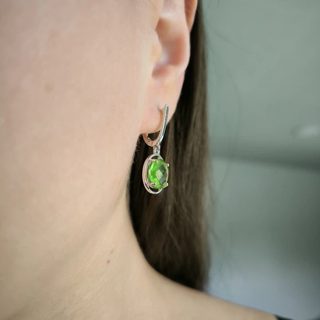 Серебряные серьги с хризолітом 6.575ct (60002469) - изображение 7