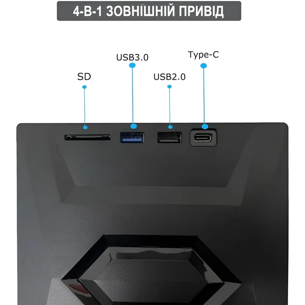 Внешний оптический привод USB 3.0+Type-C Addap EDB-03 черный с USB-хабом и слотом для SD-карт - изображение 11