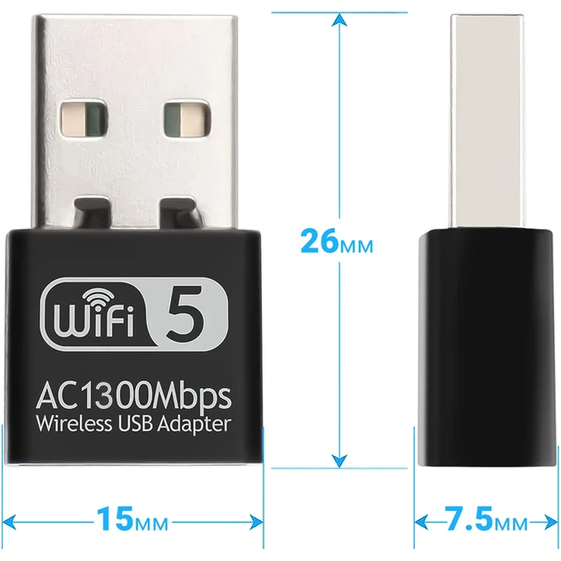 WiFi адаптер Addap UWA-06 двохдіапазонний 2.4 ГГц + 5 ГГц USB 1300 Мбіт/с чорний - Фото 9 WiFi адаптер Addap UWA-06 двохдіапазонний 2.4 ГГц + 5 ГГц USB 1300 Мбіт/с чорний - зображення 9