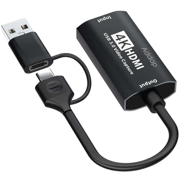 Внешняя карта видеозахвата Addap VCC-06 HDMI на USB-C и USB-A 4K черная - Фото 10 Внешняя карта видеозахвата Addap VCC-06 HDMI на USB-C и USB-A 4K черная - изображение 10