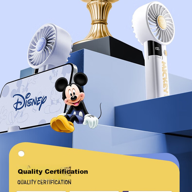 Мини-вентилятор DISNEY / Мощный портативный ручной вентилятор с длительным временем работы, для путешествий, с USB-зарядкой, для офиса и рабочего стола, GD12, белый. - изображение 7