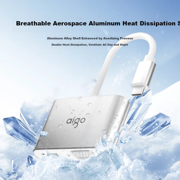 Док-станция Aigo JZ04 Type-C с USB-хабом, HDMI, VGA, 4K 30 Гц и питанием PD 100 Вт, металлический корпус - изображение 5