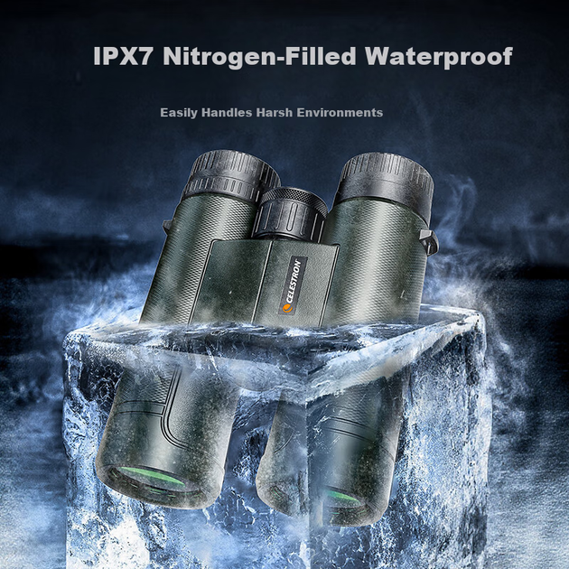 Бінокль Celestron Nature 10x42 для нічного бачення з азотним наповнювачем, водонепроникний, зелений, ширококутний, для концертів, з адаптером для смартфона - зображення 4