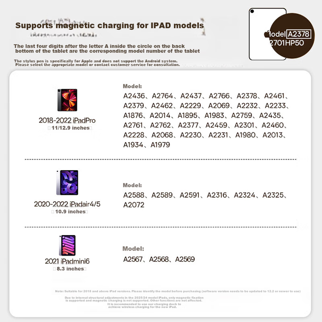 Стилус BASEUS емкостной магнитный для iPad 11, Air 8, Mini 7, Apple Pencil Pro - изображение 3