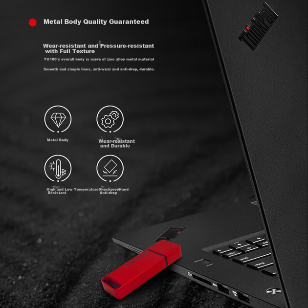 Флеш-накопичувач Thinkplus Lenovo 64 ГБ USB 3.1 Office Business, міні-портативний металевий флеш-накопичувач, серія TU100, червоний - Фото 7 Флеш-накопичувач Thinkplus Lenovo 64 ГБ USB 3.1 Office Business, міні-портативний металевий флеш-накопичувач, серія TU100, червоний - зображення 7