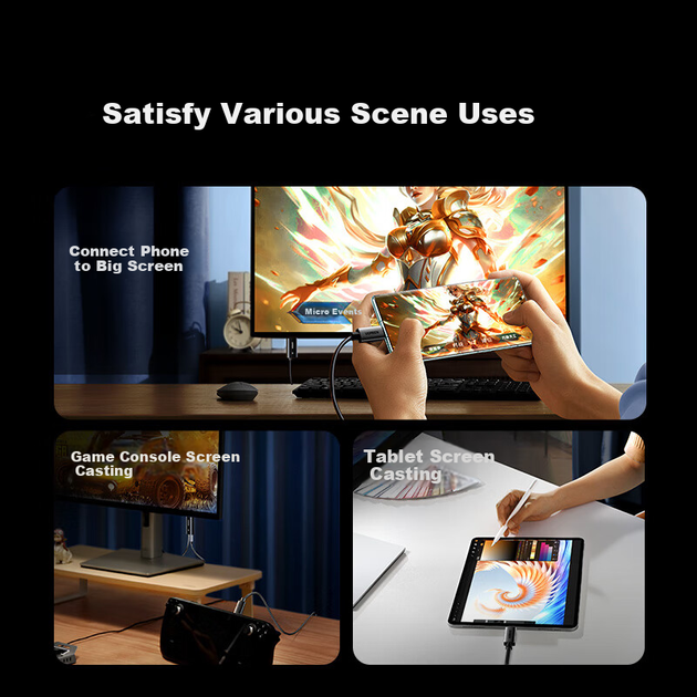 Кабель UGREEN Type-C - DisplayPort 1.4 с PD 100 Вт и поддержкой 8K 60 Гц, 2 м - изображение 11