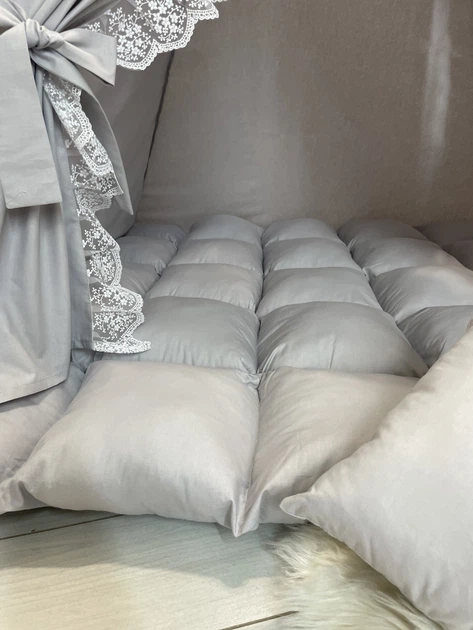 Вігвам Сірий однотон з рюшами, вігвам для дівчаток, дитяча палатка, шатро - зображення 8