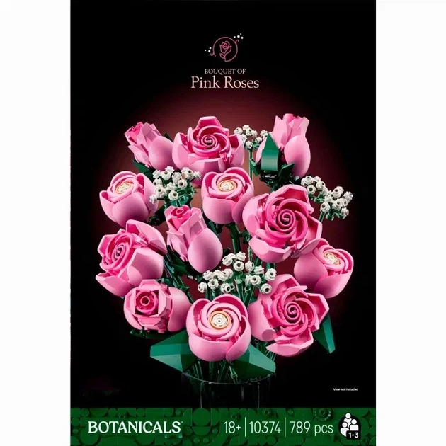 Конструктор «Букет Рожевих Троянд» (Bouquet of Pink Roses) Botanicals — 789 деталей - изображение 2
