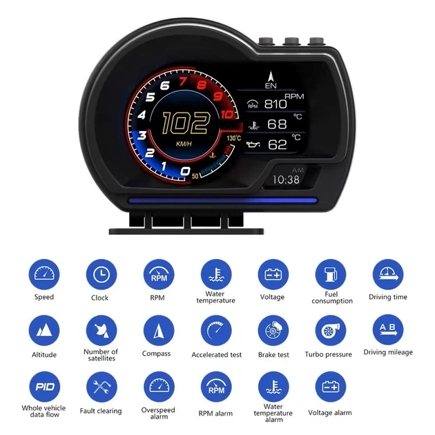 Автомобільний HUD дисплей OBD2 спідометр проєктор на лобове скло універсальний - Фото 6 Автомобільний HUD дисплей OBD2 спідометр проєктор на лобове скло універсальний - зображення 6