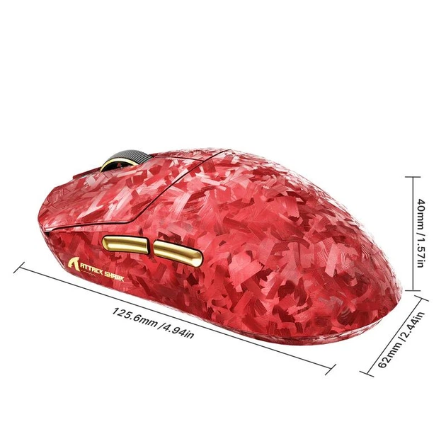 Геймерська бездротова (Bluetooth + 2,4G) миша з карбону Attack Shark RS3 ULTRA, PAW3955MAX, 8K, 52000DPI, Red/ЧЕРВОНА (RS3UR) - Фото 2 Геймерська бездротова (Bluetooth + 2,4G) миша з карбону Attack Shark RS3 ULTRA, PAW3955MAX, 8K, 52000DPI, Red/ЧЕРВОНА (RS3UR) - зображення 2