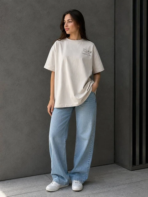 Футболка женская A-N 2358 рисунок на спине животные one size серая - Фото 4 Футболка женская A-N 2358 рисунок на спине животные one size серая - изображение 4