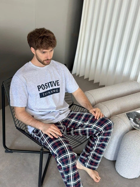 Піжама чоловіча комплект Positive thinking 3XL (штани+футболка) T350 - Фото 5 Піжама чоловіча комплект Positive thinking 3XL (штани+футболка) T350 - зображення 5
