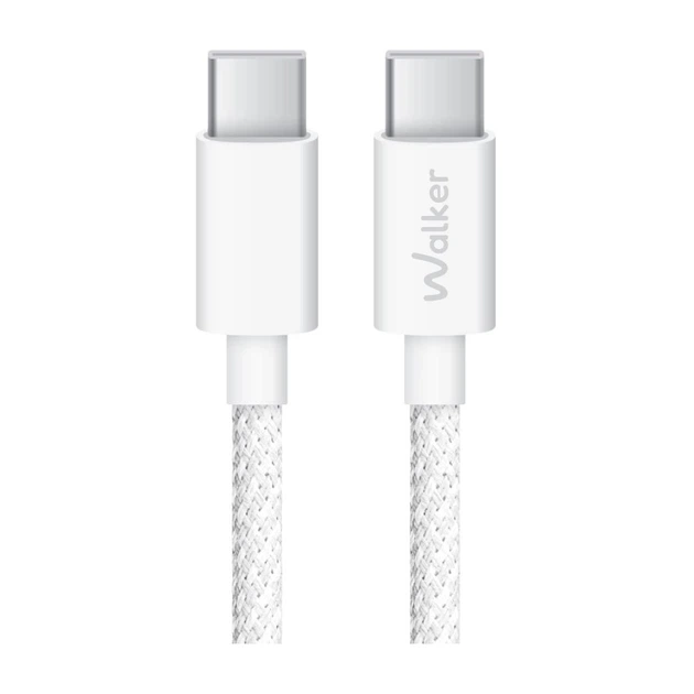 Кабель USB WALKER C860 Type-C to Type-C 65W 2м. white - Фото 1 Кабель USB WALKER C860 Type-C to Type-C 65W 2м. white - изображение 1