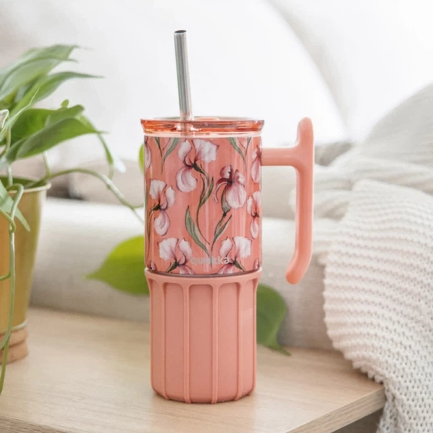 Термокубок Quokka Umi из стали 720 мл с трубочкой, Coral Floral (40088) - изображение 3