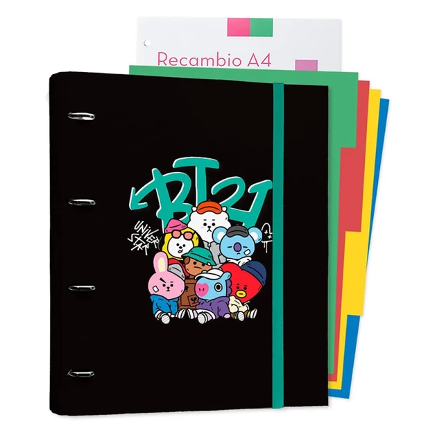 Сегрегатор A4 BT21 Street Mood 4 кільця з гумкою (CBK0104) - Фото 1 Сегрегатор A4 BT21 Street Mood 4 кільця з гумкою (CBK0104) - зображення 1