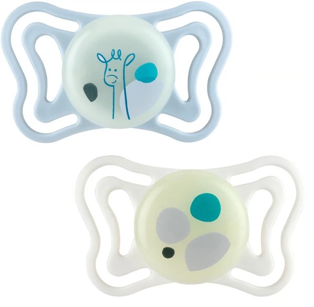 Пустышка Chicco PhysioForma Light силиконовая 2-6 мес с футляром люминесцентная 2 шт (71088.41) - Фото 1 Пустышка Chicco PhysioForma Light силиконовая 2-6 мес с футляром люминесцентная 2 шт (71088.41) - изображение 1