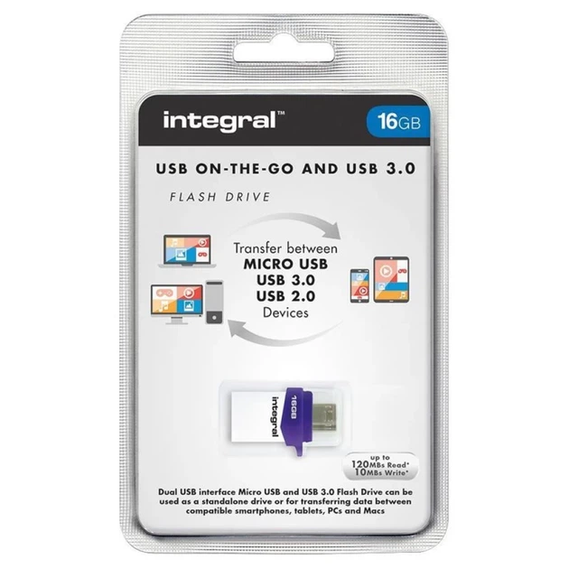 Флеш-накопитель Integral Micro Fusion USB 3.0 OTG 16 GB (INFD16GBMIC3.0-OTG) - Фото 1 Флеш-накопитель Integral Micro Fusion USB 3.0 OTG 16 GB (INFD16GBMIC3.0-OTG) - изображение 1