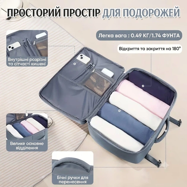 Дорожный рюкзак универсальный T49 Navy Blue - Фото 5 Дорожный рюкзак универсальный T49 Navy Blue - изображение 5