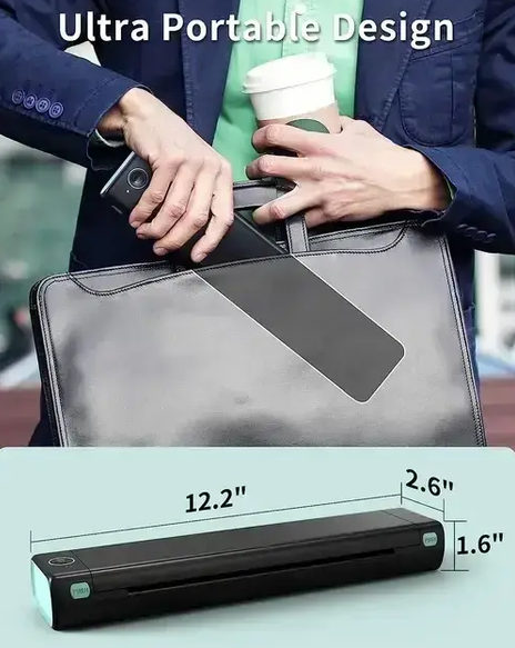 Термопринтер M15 портативный A4 аккумуляторный Bluetooth USB C беспроводной для печати документов черный - изображение 6