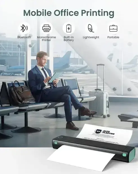Термопринтер M15 портативный A4 аккумуляторный Bluetooth USB C беспроводной для печати документов черный - изображение 7