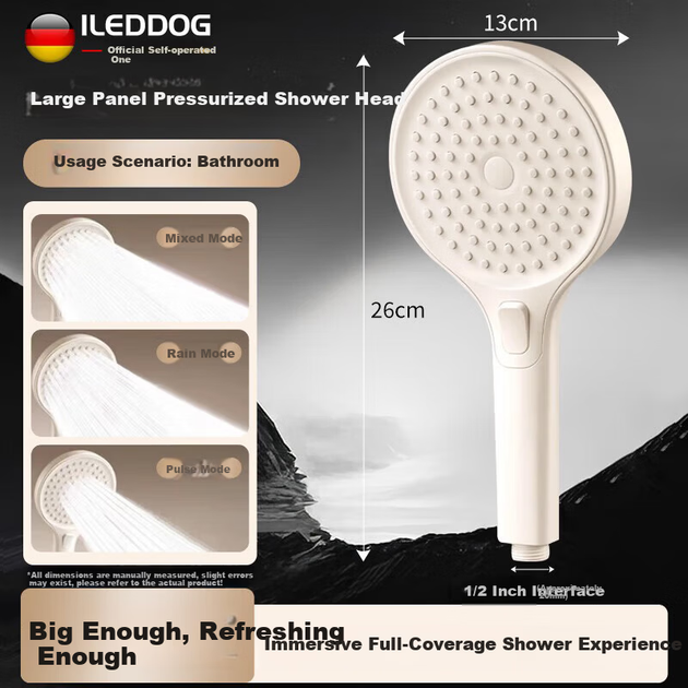 Душевая лейка высокого давления ILeddog [Германия] DS-248, сверхмощный тропический душ - изображение 4