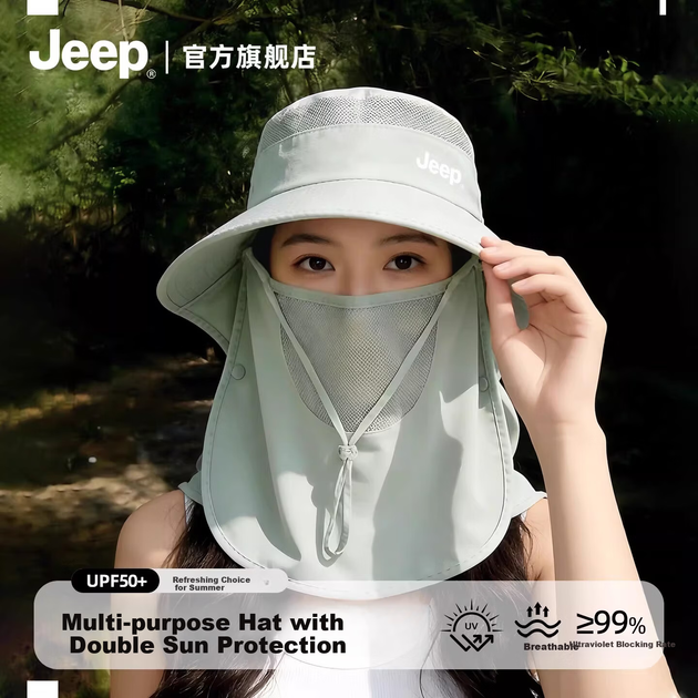 Панама JEEP женская летняя с широкими полями и защитой шеи от солнца, UV-защита - изображение 6