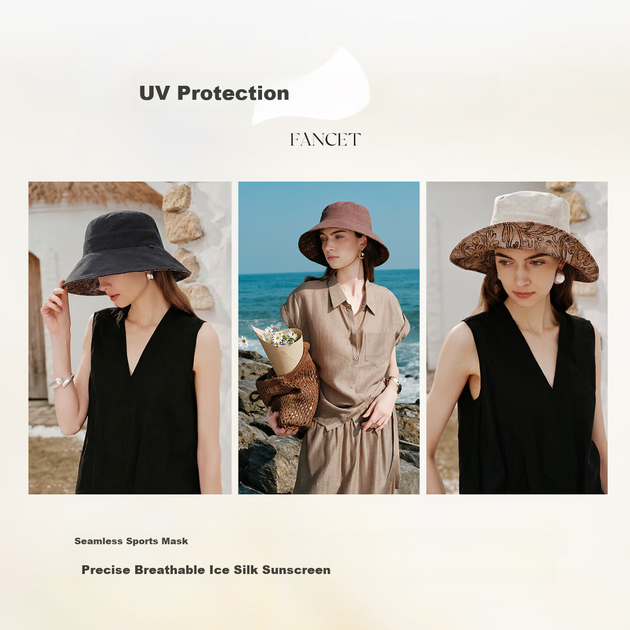 Панама FANCET женская из лиоцелла и льна двусторонняя с UV-защитой - изображение 4
