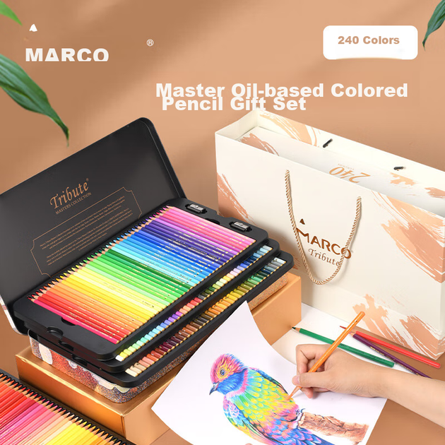 Олівці кольорові MARCO Master Series олійні, 240 кольорів, у коробці - зображення 4