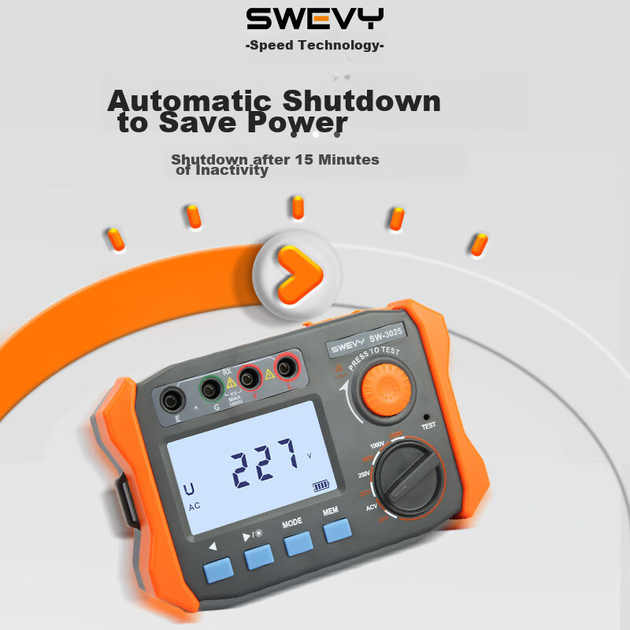 Мегаомметр Suwei SW3025 цифровий для вимірювання опору ізоляції, 250 В та 2500 В - зображення 11