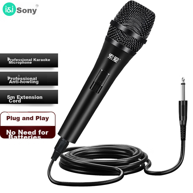 Микрофон проводной динамический Soaiy H30 (B) металлический для караоке и конференций, черный - изображение 4