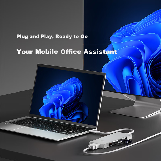 Док-станция Jingzao USB 3.2 6 в 1 с HDMI 4K 60 Гц для MacBook, Huawei и iPad - изображение 3