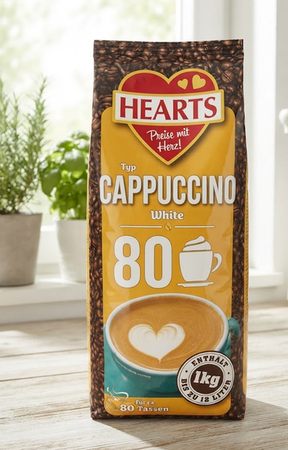 Капучино Hearts Cappuccino White 1 кг швидкорозчинний кавовий напій з ніжним вершковим смаком - зображення 5