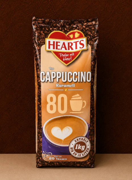 Розчинний капучино Hearts Cappuccino Karamell 1 кг зі смаком карамелі у пакеті - зображення 4