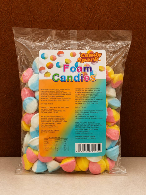 М'які жувальні цукерки Foam Candies 500 г повітряні вспінені ласощі зі смаком полуниці - зображення 5