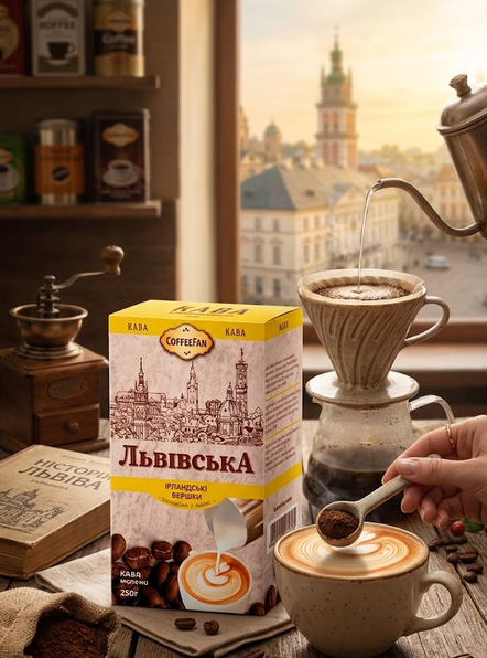 Кава мелена CaffeeFan Львівська Ірландські Вершки 250 г ароматизована купаж арабіка робуста - зображення 9