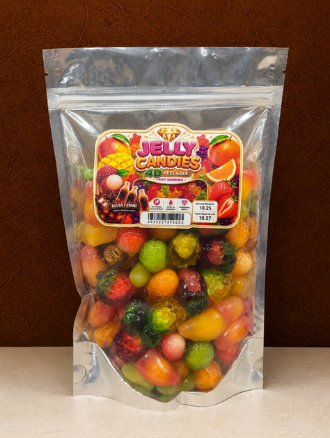 Желейные конфеты 4D Jelly Candies Peelable Fruit Gummies 400 г жевательный мармелад с жидкой начинкой в форме фруктов - изображение 5